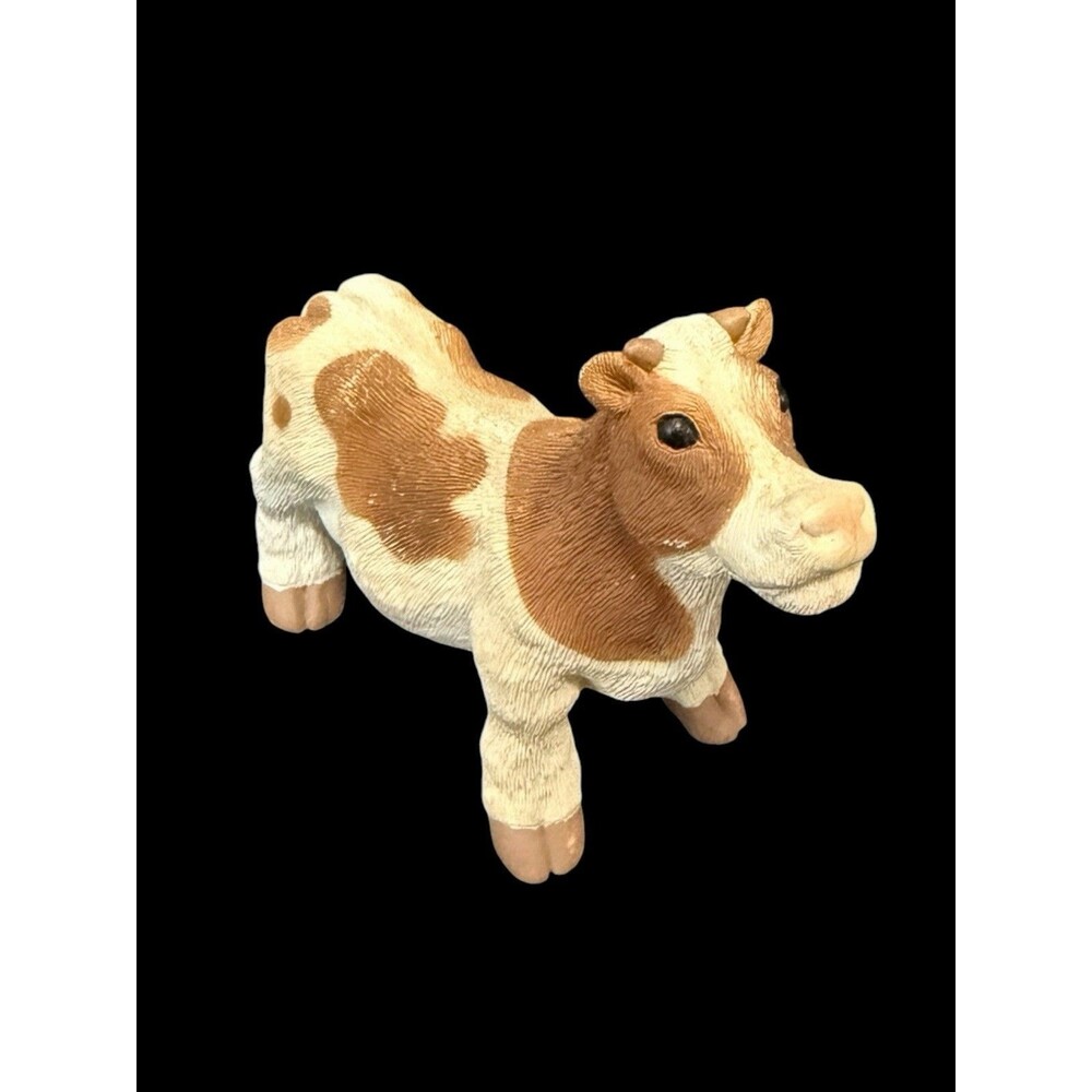 Vtg Don James Stone Critters Brown And Cream Milk Cow Signed